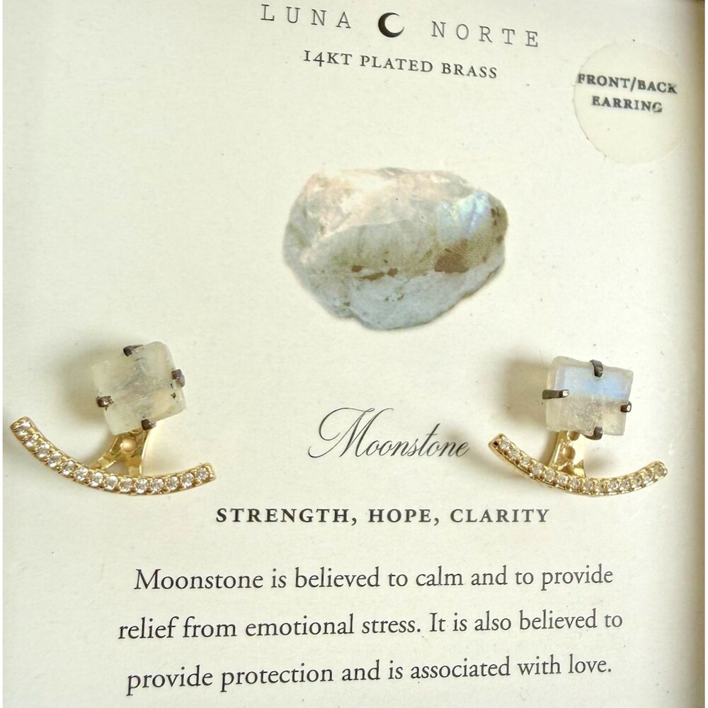 Luna Norte 14K Gold Plated Raw Druzy Quartz 2-in-1 Interchangeable Earrings NIB